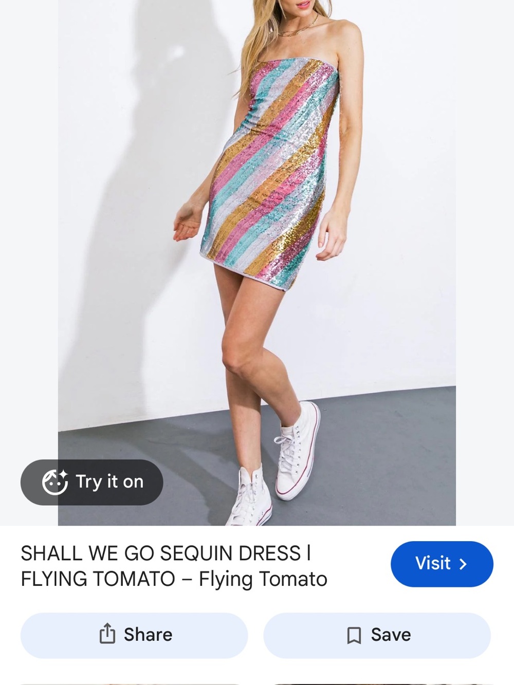 Flying Tomato Rainbow Sequin Strapless Mini Dress